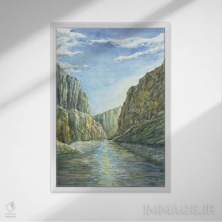 تابلو پارک ملی بیگ بند (آمریکا) اثر آلکسی دیمیتریویچ شمیروف - نمای قابدار سفید