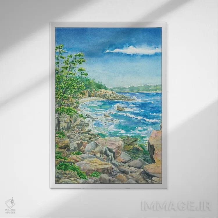 تابلو پارک ملی آکادیا (آمریکا) اثر آلکسی دیمیتریویچ شمیروف - نمای قابدار سفید