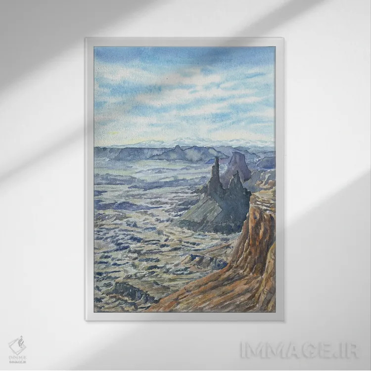 تابلو پارک ملی کنیونلندز (آمریکا) اثر آلکسی دیمیتریویچ شمیروف - نمای قابدار سفید