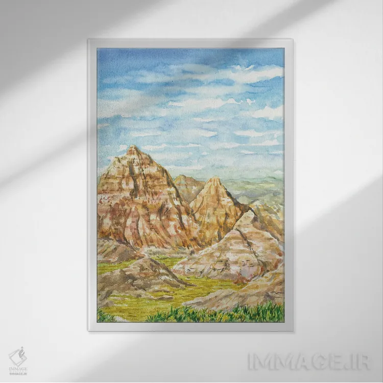 تابلو پارک ملی بدلندز (آمریکا) اثر آلکسی دیمیتریویچ شمیروف - نمای قابدار سفید