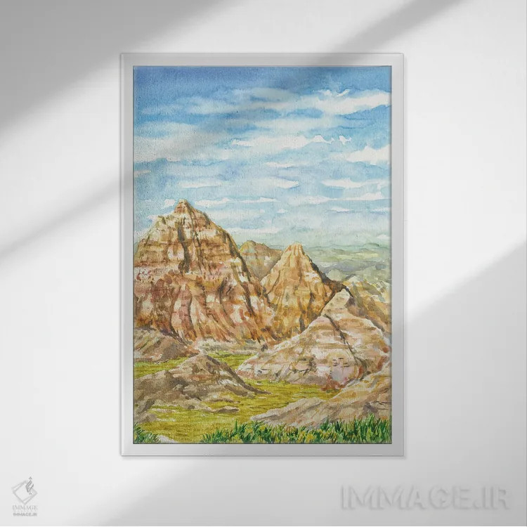 تابلو پارک ملی بدلندز (آمریکا) اثر آلکسی دیمیتریویچ شمیروف - نمای قابدار سفید