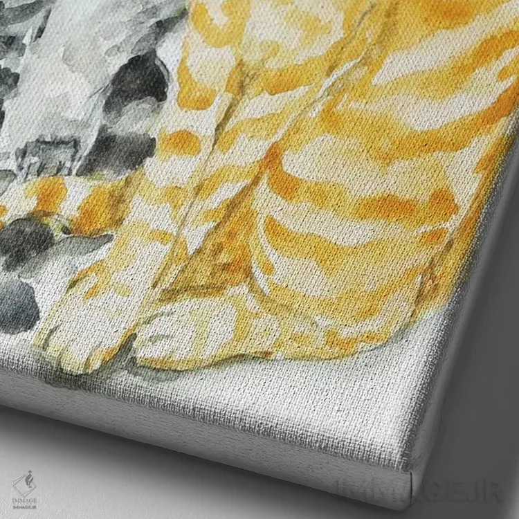 تابلو زوج گربهها اثر آلکسی دیمیتریویچ شمیروف - نمای نزدیک بافت بوم