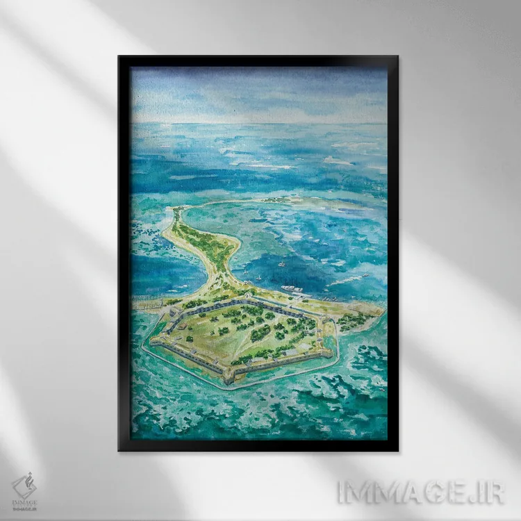 تابلو پارک ملی درای تورتوگاس اثر آلکسی دیمیتریویچ شمیروف - نمای قابدار مشکی