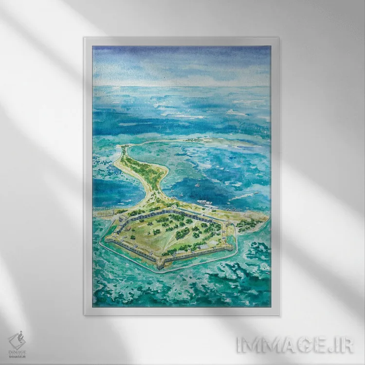 تابلو پارک ملی درای تورتوگاس اثر آلکسی دیمیتریویچ شمیروف - نمای قابدار سفید