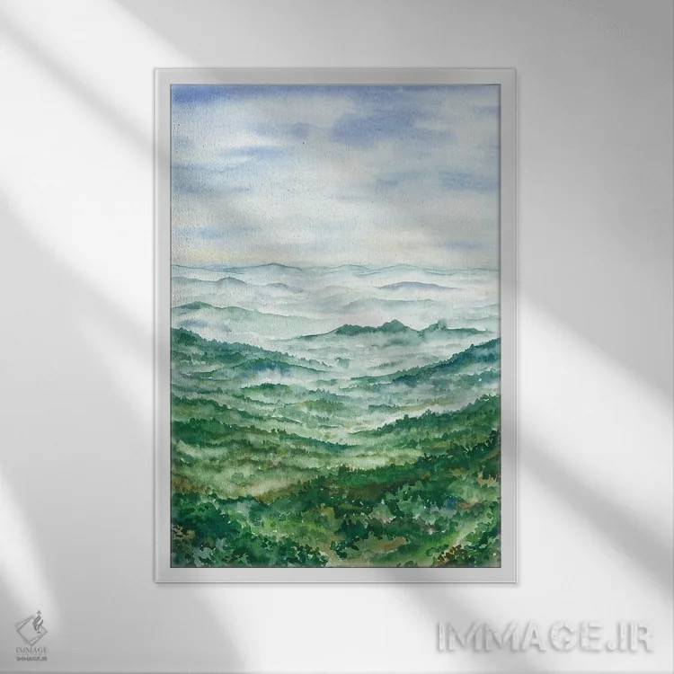 تابلو پارک ملی کوههای بزرگ اسموکی اثر آلکسی دیمیتریویچ شمیروف - نمای قابدار سفید