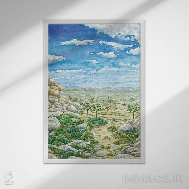 تابلو پارک ملی جاشوا تری (درخت جاشوا) اثر آلکسی دیمیتریویچ شمیروف - نمای قابدار سفید