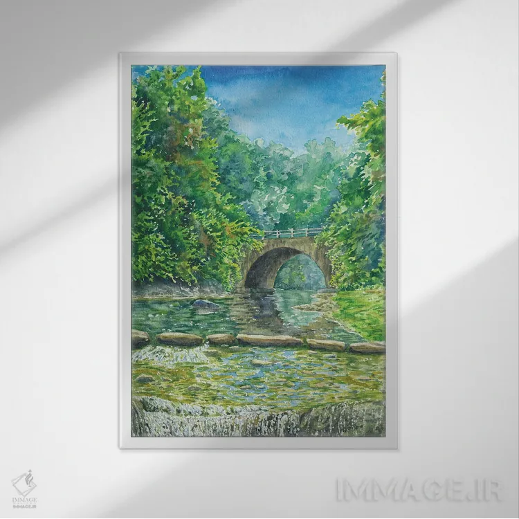 تابلو پارک ملی چشمههای آب گرم اثر آلکسی دیمیتریویچ شمیروف - نمای قابدار سفید