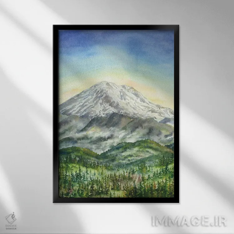 تابلو پارک ملی کوه رینیر اثر آلکسی دیمیتریویچ شمیروف - نمای قابدار مشکی