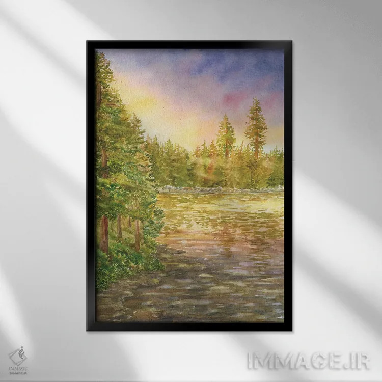 تابلو پارک ملی درختان سرخ اثر آلکسی دیمیتریویچ شمیروف - نمای قابدار مشکی