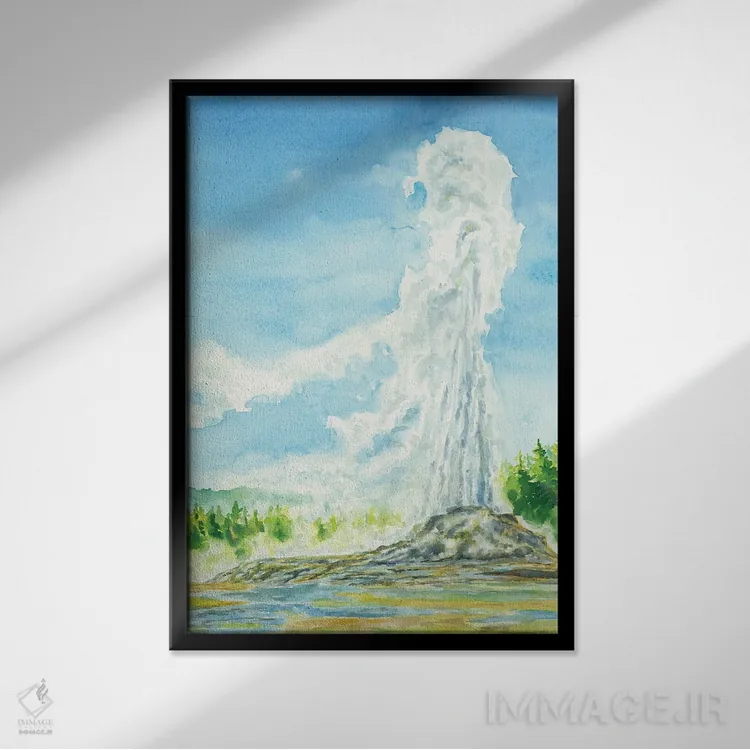 تابلو پارک ملی یلوستون (آمریکا) اثر آلکسی دیمیتریویچ شمیروف - نمای قابدار مشکی