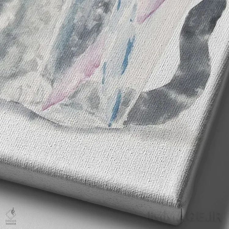 تابلو گربهٔ خاکستری راهراه که دندان میزند اثر آلکسی دیمیتریویچ شمیروف - نمای نزدیک بافت بوم