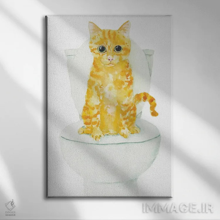 تابلو گربهٔ نارنجی روی توالت اثر آلکسی دیمیتریویچ شمیروف - نمای روبهرو روی دیوار
