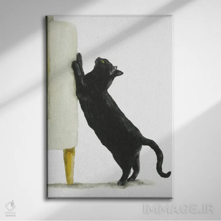 تابلو گربهٔ سیاه شیطون اثر آلکسی دیمیتریویچ شمیروف - نمای روبهرو روی دیوار
