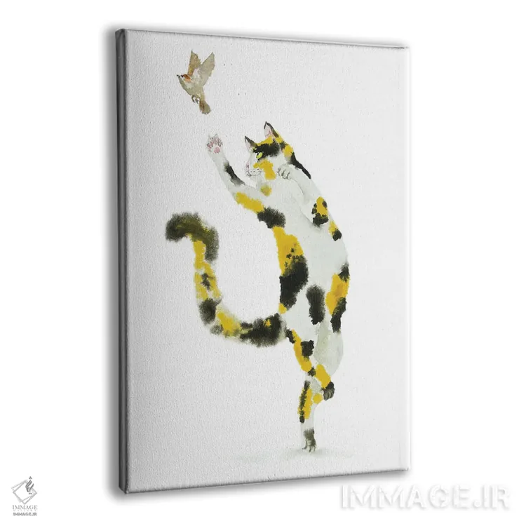 تابلو گربهٔ کالیکو شکارچی پرنده اثر آلکسی دیمیتریویچ شمیروف - نمای پرسپکتیو محصول