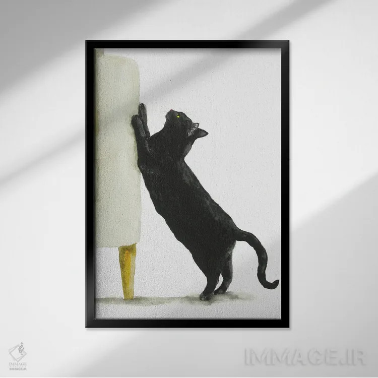 تابلو گربهٔ سیاه شیطون اثر آلکسی دیمیتریویچ شمیروف - نمای قابدار مشکی