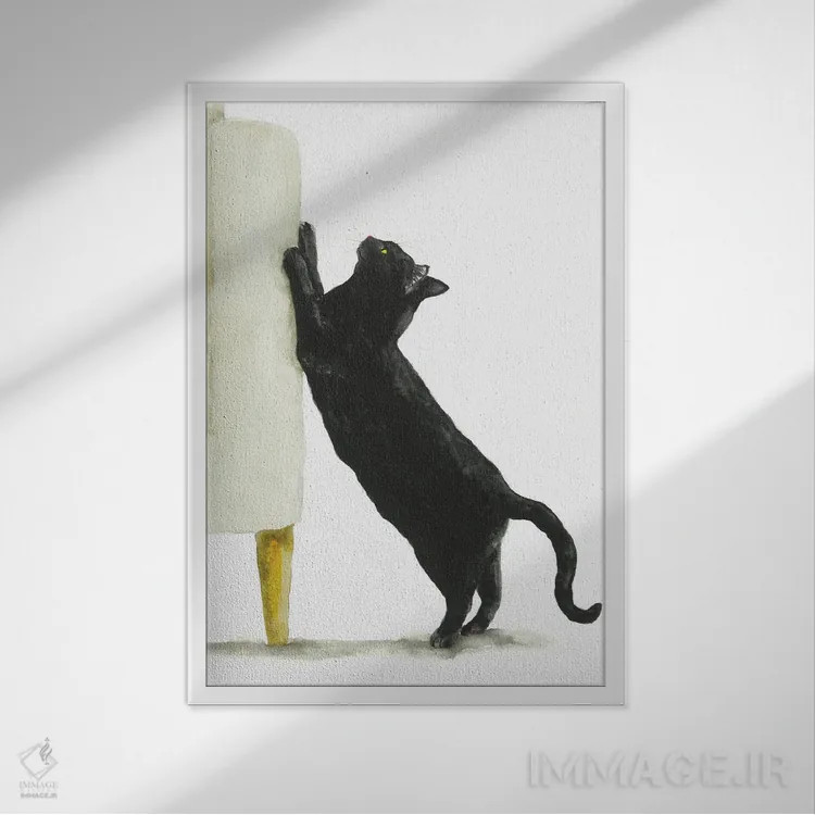 تابلو گربهٔ سیاه شیطون اثر آلکسی دیمیتریویچ شمیروف - نمای قابدار سفید