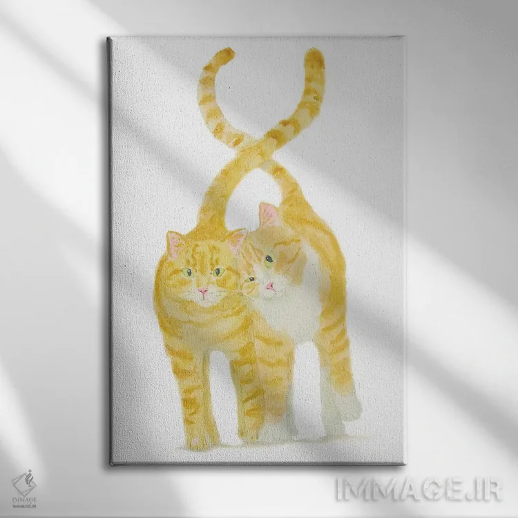 تابلو دو گربهٔ نارنجی اثر آلکسی دیمیتریویچ شمیروف - نمای روبهرو روی دیوار