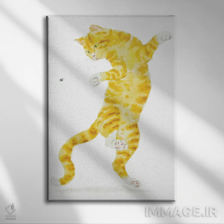 تابلو گربهٔ نارنجی و مگس اثر آلکسی دیمیتریویچ شمیروف - نمای روبهرو روی دیوار