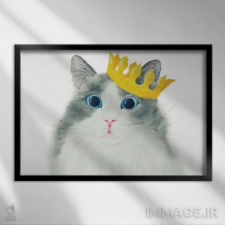 تابلو گربهٔ پادشاه کوچولو اثر آلکسی دیمیتریویچ شمیروف - نمای قابدار مشکی