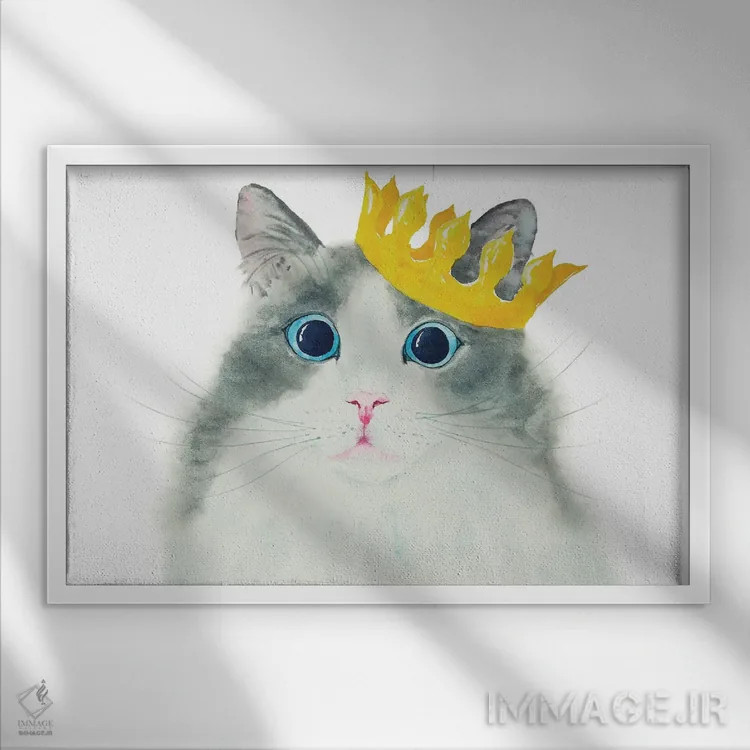 تابلو گربهٔ پادشاه کوچولو اثر آلکسی دیمیتریویچ شمیروف - نمای قابدار سفید