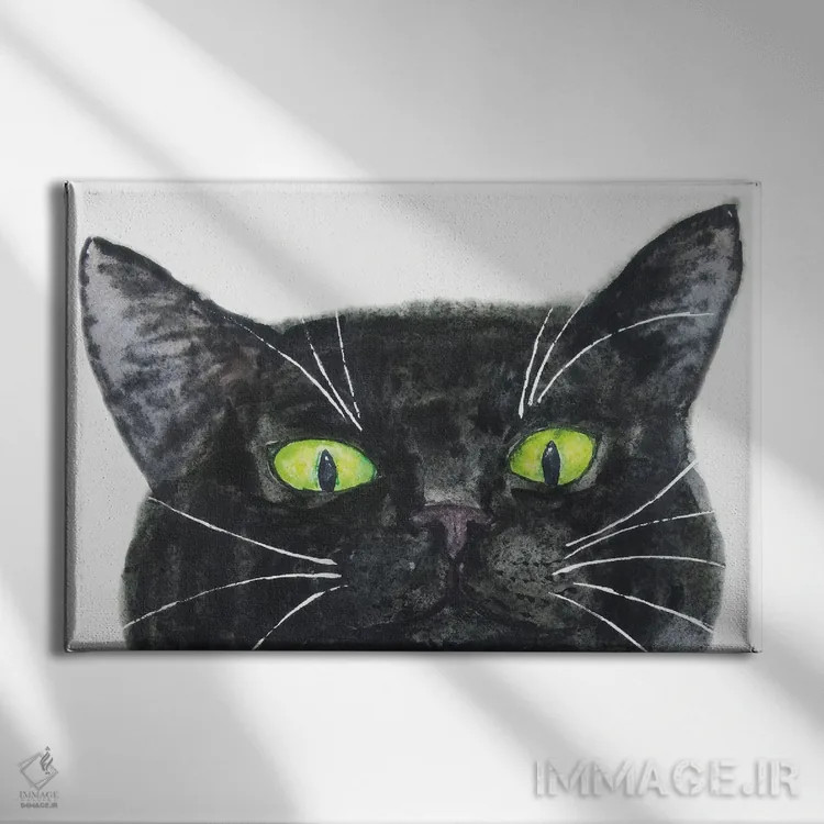 تابلو گربهٔ سیاه در حال سرک کشیدن اثر آلکسی دیمیتریویچ شمیروف - نمای روبهرو روی دیوار