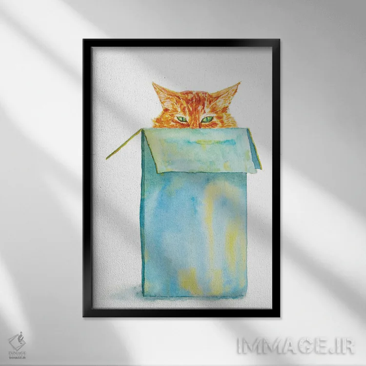 تابلو گربهٔ نارنجی ناقلا در جعبه اثر آلکسی دیمیتریویچ شمیروف - نمای قابدار مشکی
