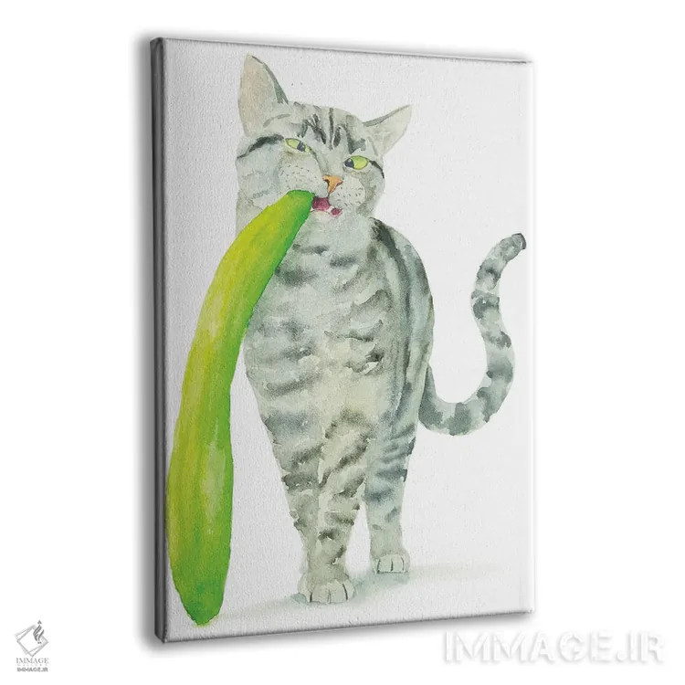 تابلو گربهٔ راهراه و خیار اثر آلکسی دیمیتریویچ شمیروف - نمای پرسپکتیو محصول