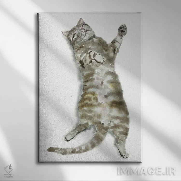 تابلو گربهٔ راهراه خوابیده I اثر آلکسی دیمیتریویچ شمیروف - نمای روبهرو روی دیوار