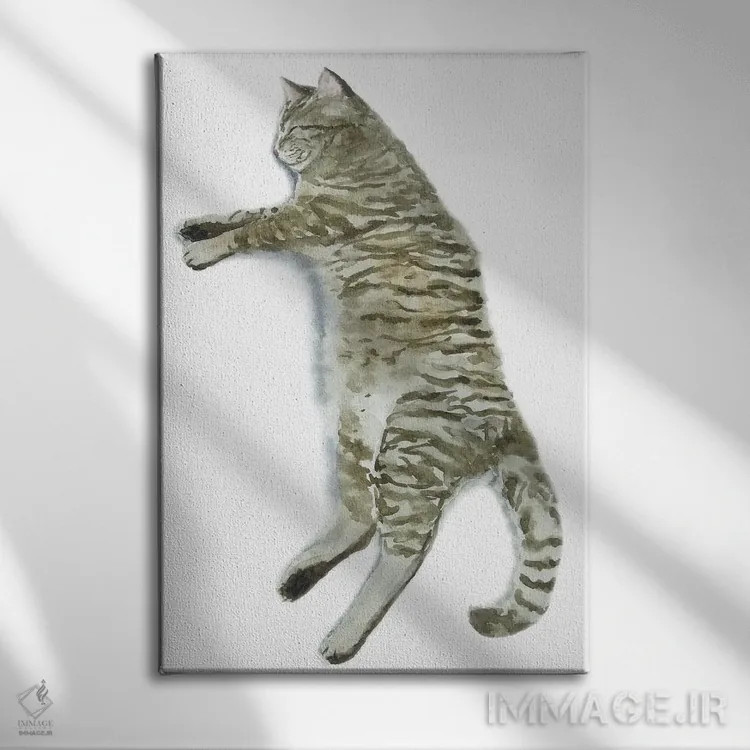 تابلو گربهٔ راهراه خوابیده II اثر آلکسی دیمیتریویچ شمیروف - نمای روبهرو روی دیوار