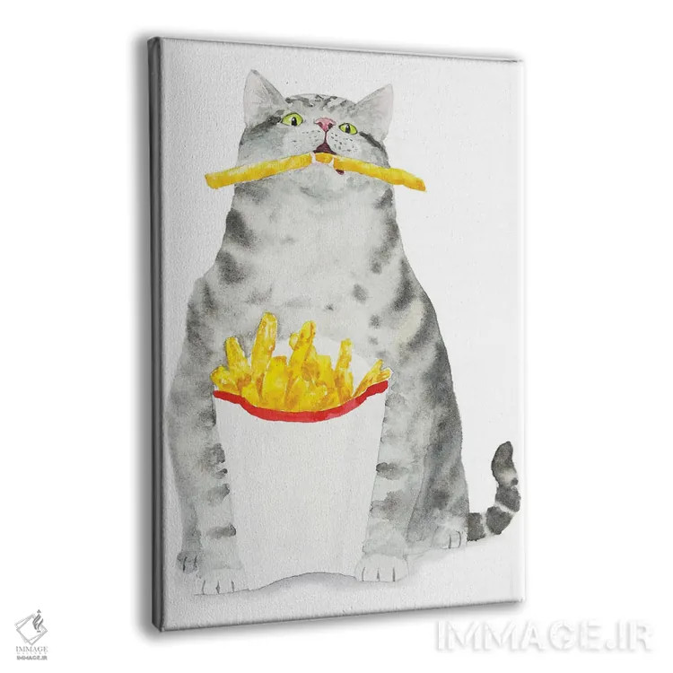 تابلو گربهٔ راهراه و سیبزمینی سرخکرده اثر آلکسی دیمیتریویچ شمیروف - نمای پرسپکتیو محصول