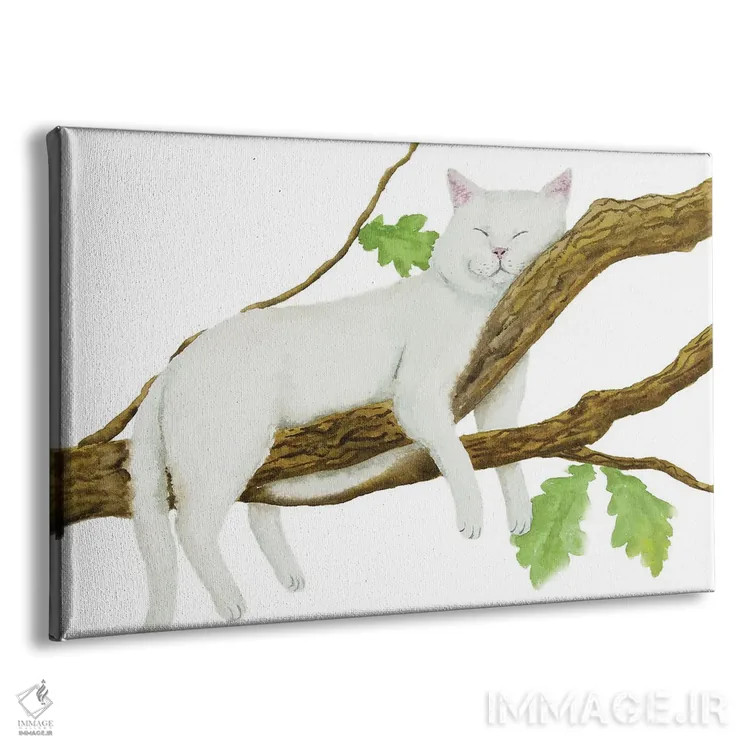 تابلو گربهٔ سفید خوابیده اثر آلکسی دیمیتریویچ شمیروف - نمای پرسپکتیو محصول