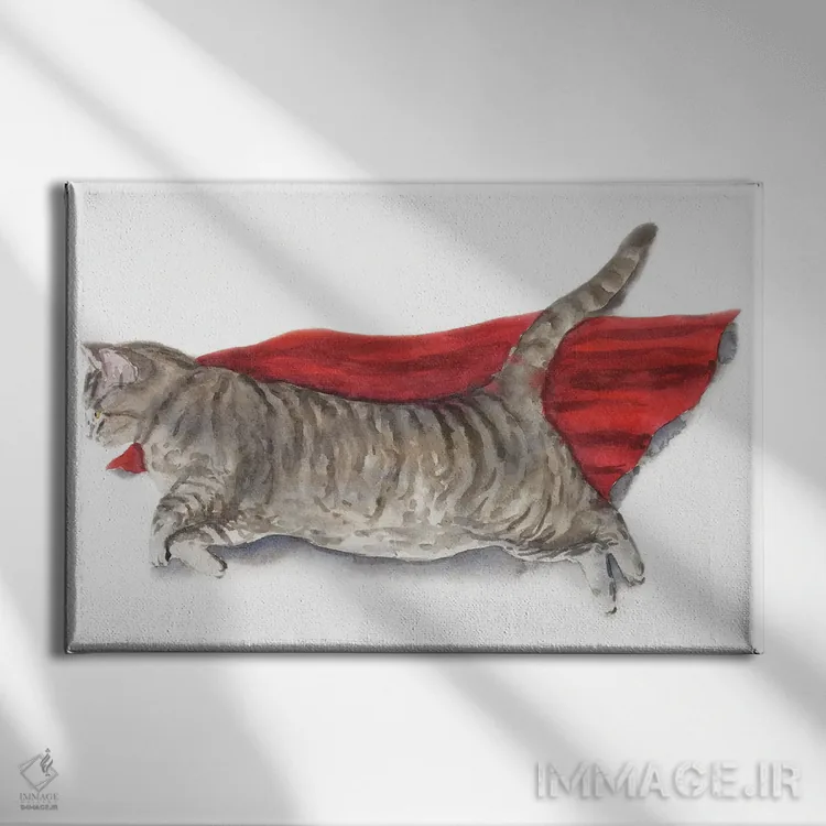 تابلو گربهٔ ابرقهرمان اثر آلکسی دیمیتریویچ شمیروف - نمای روبهرو روی دیوار