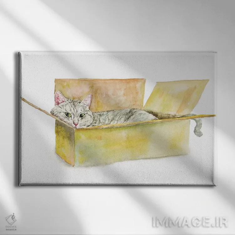 تابلو گربهٔ راهراه در جعبه اثر آلکسی دیمیتریویچ شمیروف - نمای روبهرو روی دیوار