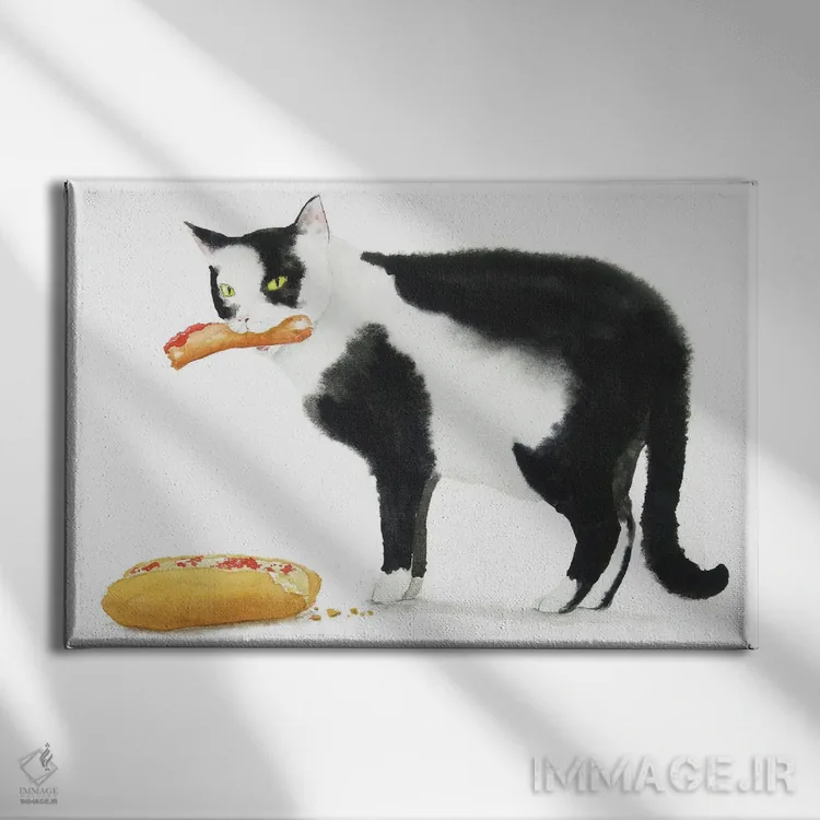 تابلو گربهٔ سیاه و هاتداگ اثر آلکسی دیمیتریویچ شمیروف - نمای روبهرو روی دیوار