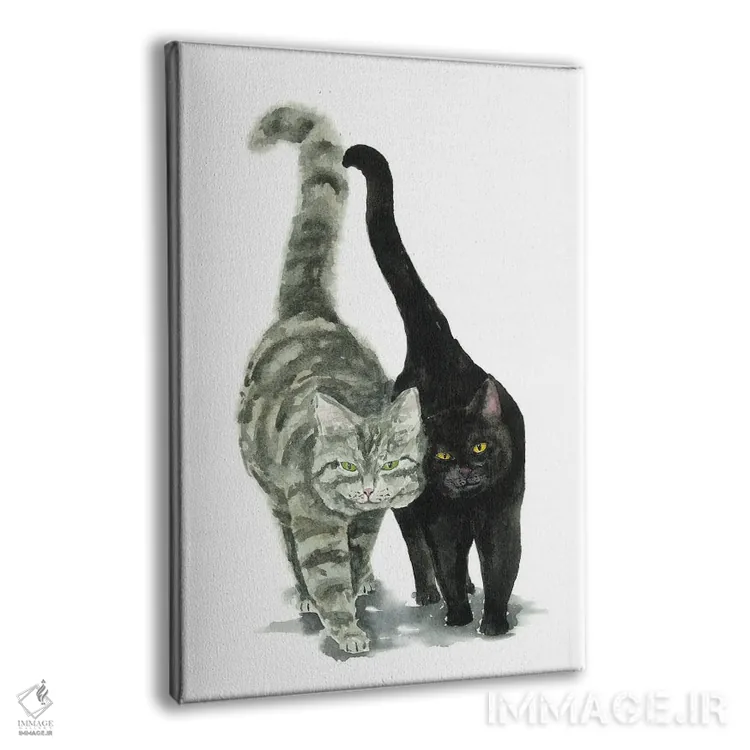 تابلو گربهی سیاه و گربهی خالدار اثر آلکسی دیمیتریویچ شمیروف - نمای پرسپکتیو محصول
