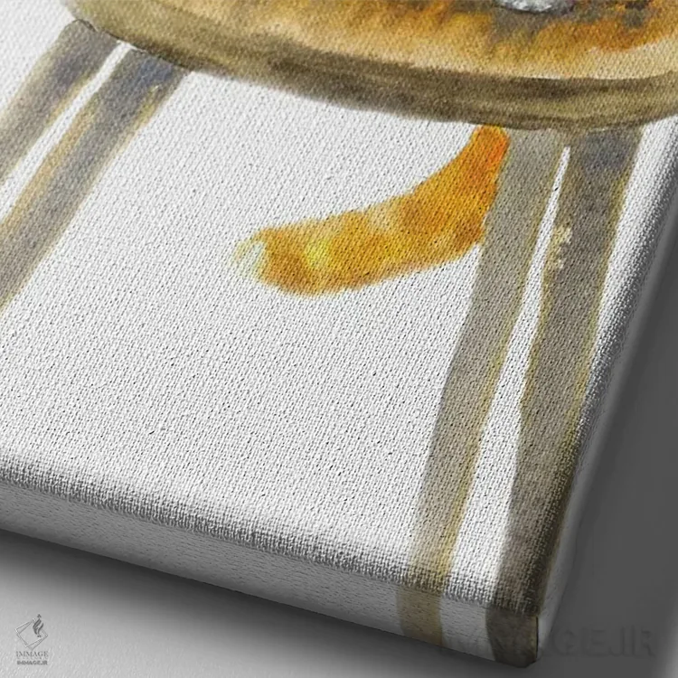 تابلو گربهی نارنجی در حال خمیازه اثر آلکسی دیمیتریویچ شمیروف - نمای نزدیک بافت بوم