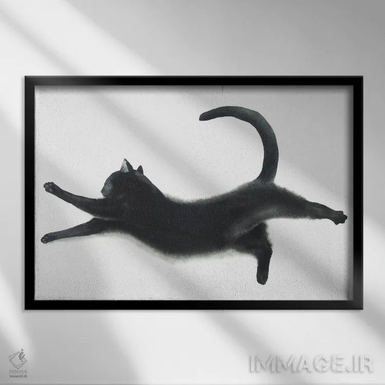 تابلو گربهی سیاه یوگا کار I اثر آلکسی دیمیتریویچ شمیروف - نمای قابدار مشکی