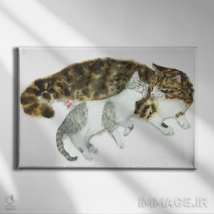 تابلو زوج گربهها II اثر آلکسی دیمیتریویچ شمیروف - نمای روبهرو روی دیوار