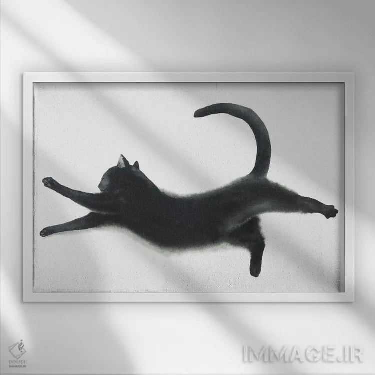 تابلو گربهی سیاه یوگا کار I اثر آلکسی دیمیتریویچ شمیروف - نمای قابدار سفید