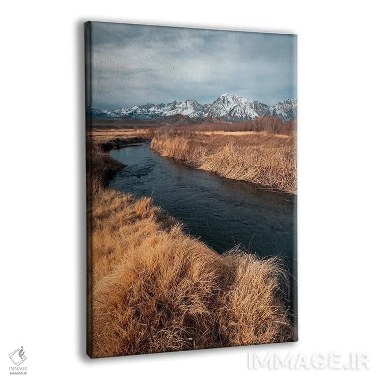 تابلو رودخانه اوونز با پسزمینهی کوههای سیرا شرقی اثر الکساندر اسلاوتسکی - نمای پرسپکتیو محصول