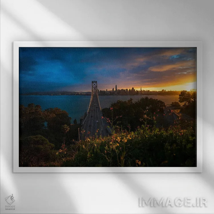 تابلو سانفرانسیسکو در شکوفایی کامل اثر الکساندر اسلاوتسکی - نمای قابدار سفید