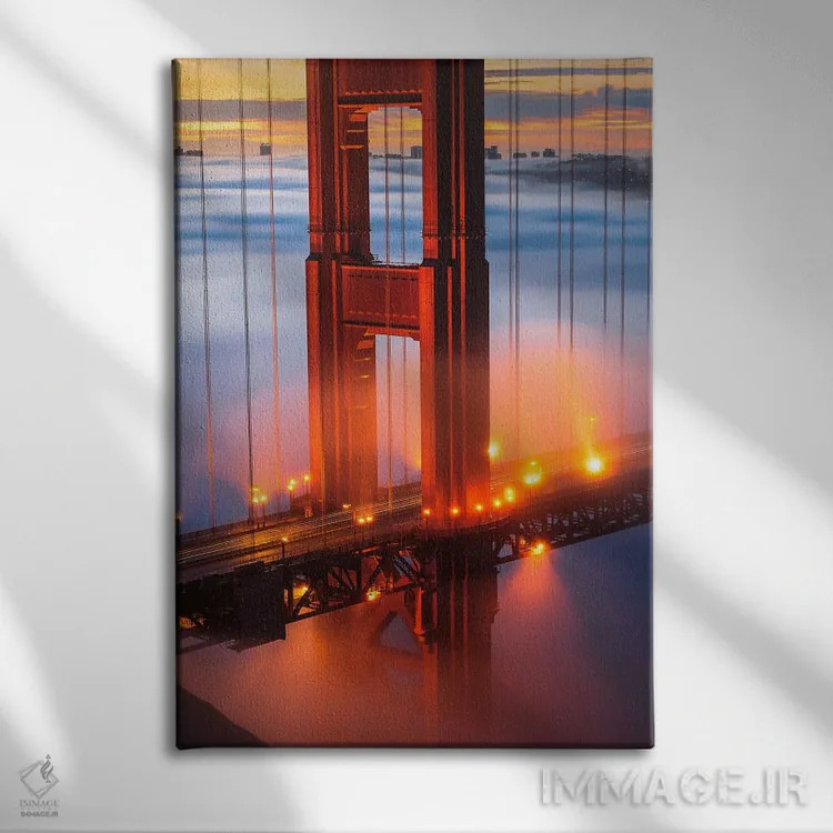 تابلو پل گلدن گیت در آغوش مه کم اثر الکساندر اسلاوتسکی - نمای روبهرو روی دیوار
