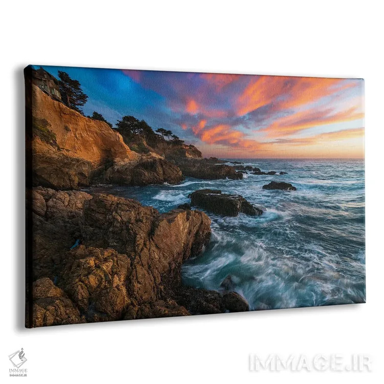 تابلو خیالپردازی غروب بر صخرههای ناهموار اثر الکساندر اسلاوتسکی - نمای پرسپکتیو محصول