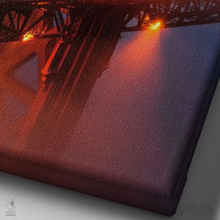 تابلو پل گلدن گیت در آغوش مه کم اثر الکساندر اسلاوتسکی - نمای نزدیک بافت بوم