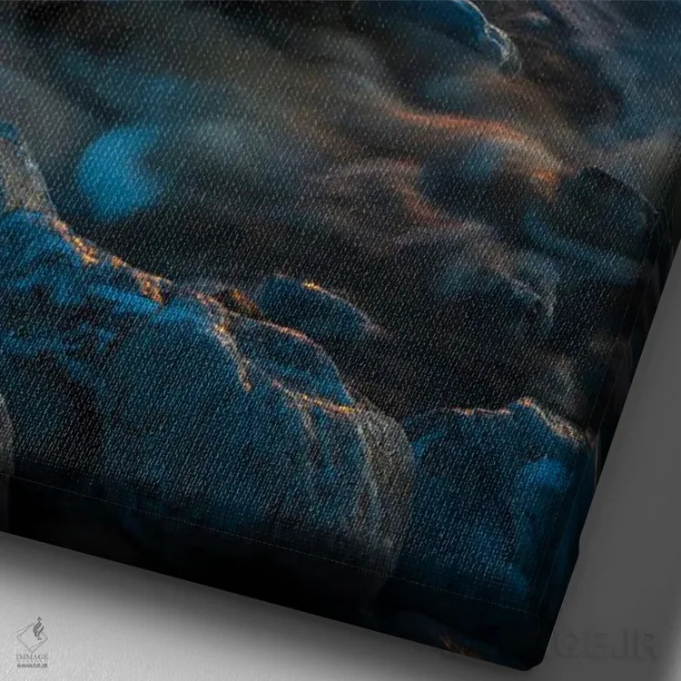 تابلو غروب خیرهکننده ساحلی در سواحل کالیفرنیا اثر الکساندر اسلاوتسکی - نمای نزدیک بافت بوم