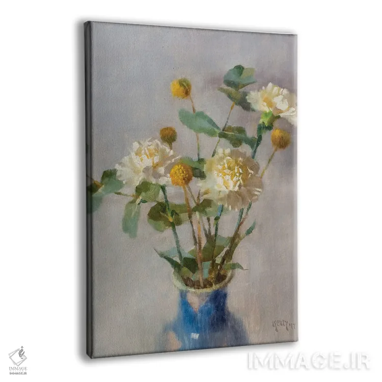 تابلو Craspedia And Eucalyptus,میخک، کراسپدیا و اکالیپتوس اثر الکس کلی - نمای پرسپکتیو محصول