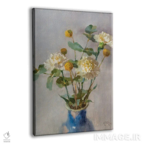 تابلو Craspedia And Eucalyptus,میخک، کراسپدیا و اکالیپتوس اثر الکس کلی - نمای پرسپکتیو محصول