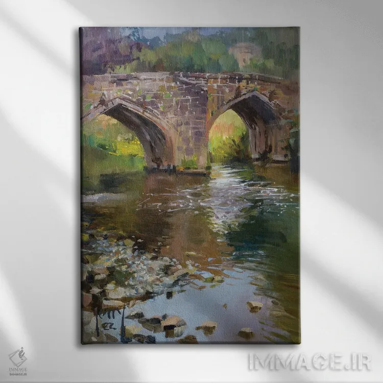 تابلو پل بر فراز رودخانه دورونت (در فضای باز) اثر الکس کلی - نمای روبهرو روی دیوار