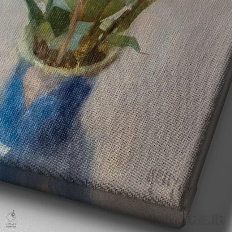 تابلو Craspedia And Eucalyptus,میخک، کراسپدیا و اکالیپتوس اثر الکس کلی - نمای نزدیک بافت بوم