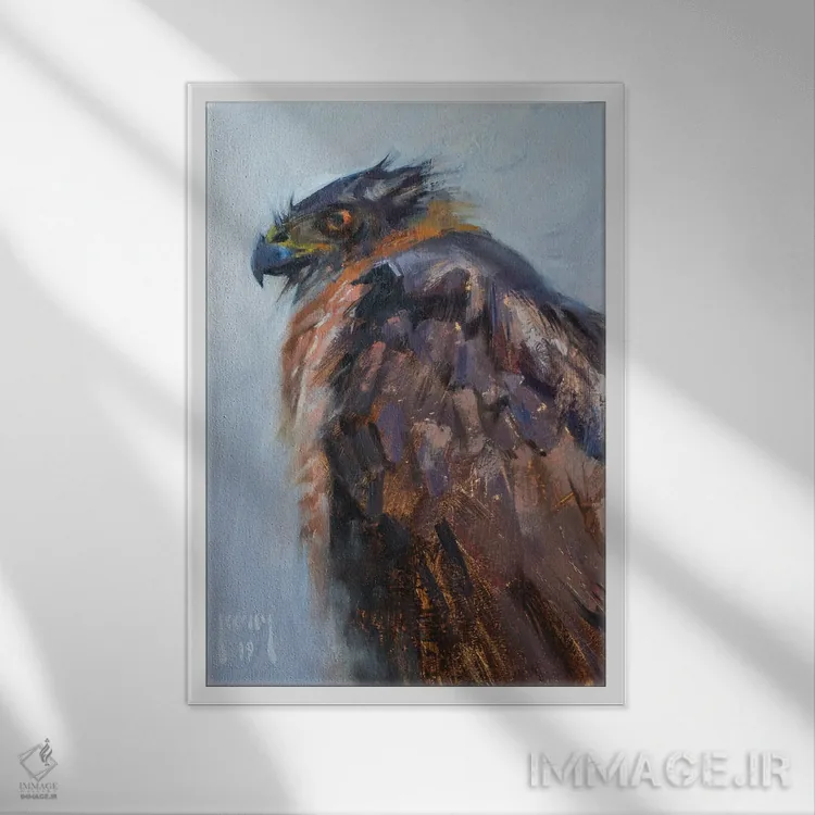 تابلو شاهین کوپر منتظر پایان طوفان اثر الکس کلی - نمای قابدار سفید